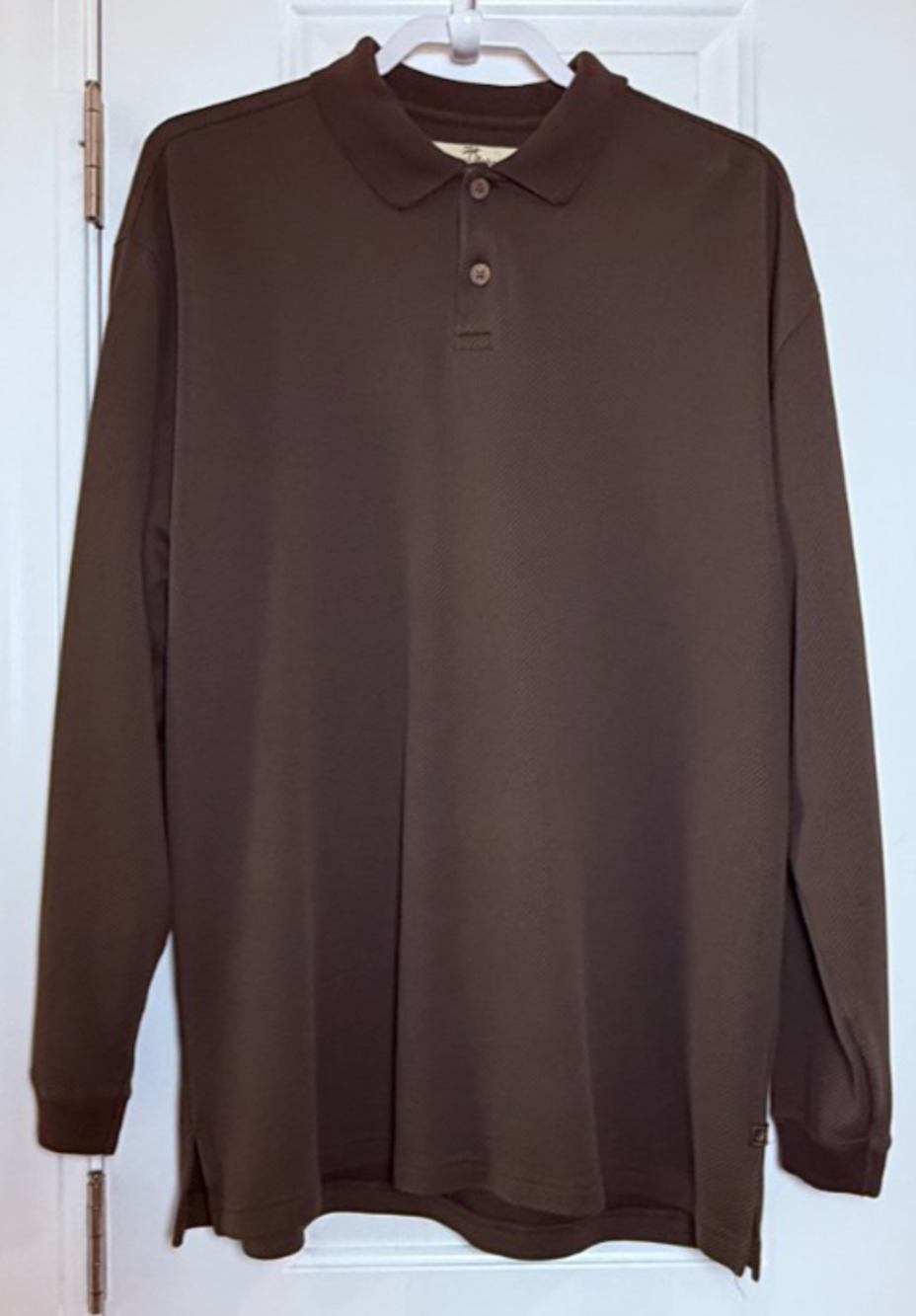 Tommy Bahama Mens Large Brown Silk Cotton Long Sleeve Polo Shirt Casual Resort